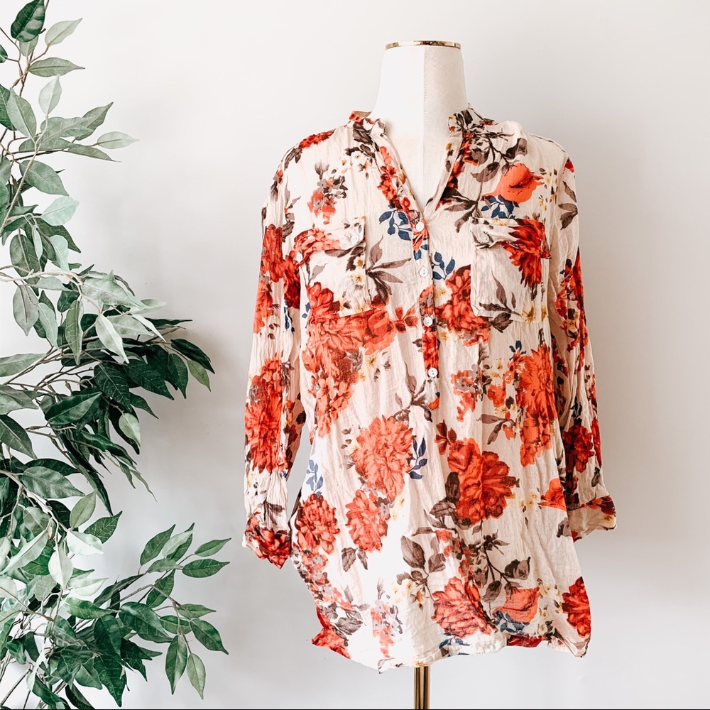 ModCloth “Magazine” Floral Cotton Blouse
